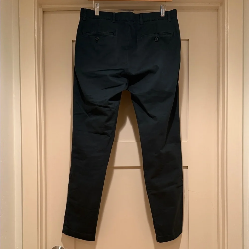 Club Monaco Connor Pants 31x30 1/2 Slim Fit Dark Green Stretch Chinos Mens